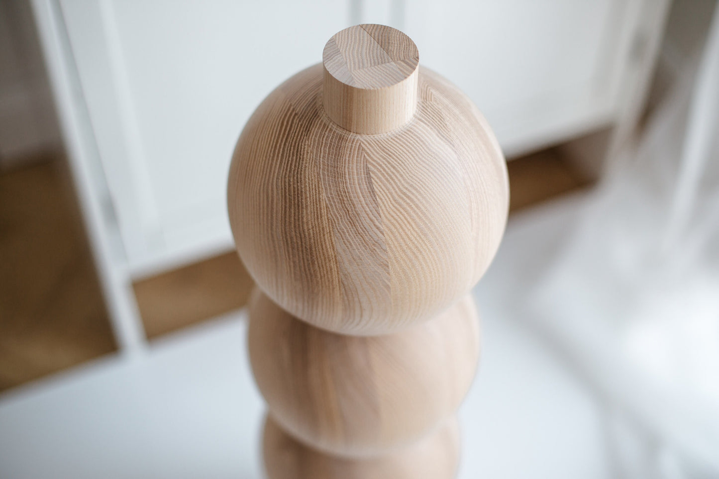 Wooden Furniture Leg with Four Sphere Details – Handmade Design, Set of 3, H670 mm