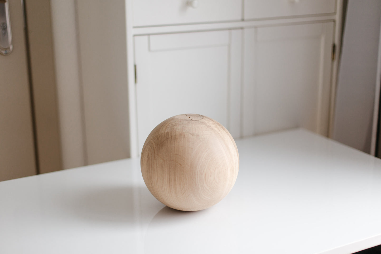 Round Turned Wooden Furniture Leg with Sphere Detail – Handmade, H200 mm