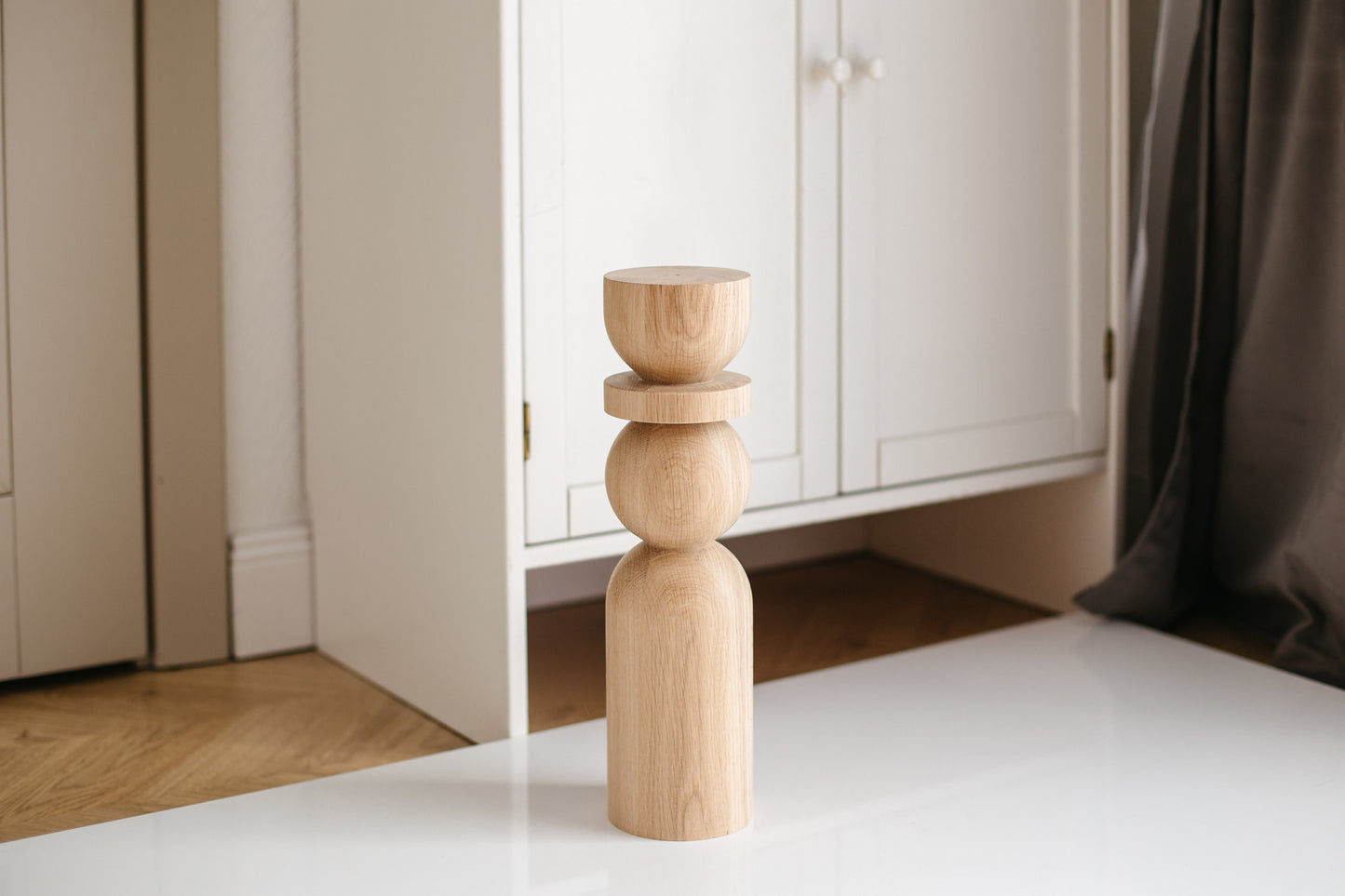 Natural Wooden Coffee Table Legs with Sphere Detail – Handmade, Set of 4, H380 mm