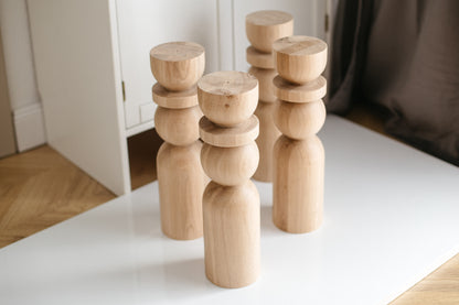 Natural Wooden Coffee Table Legs with Sphere Detail – Handmade, Set of 4, H380 mm