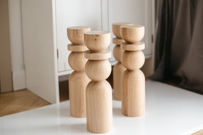 Natural Wooden Coffee Table Leg with Sphere Detail – Handmade Design, H380 mm