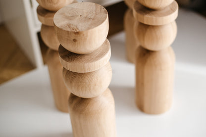 Natural Wooden Coffee Table Legs with Sphere Detail – Handmade, Set of 4, H380 mm