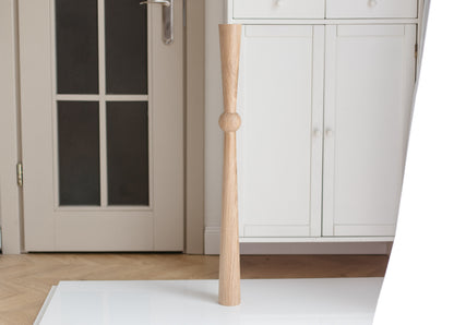Wooden Table & Bar Leg with Center Sphere Detail – Lathe-Turned Design, H870 mm
