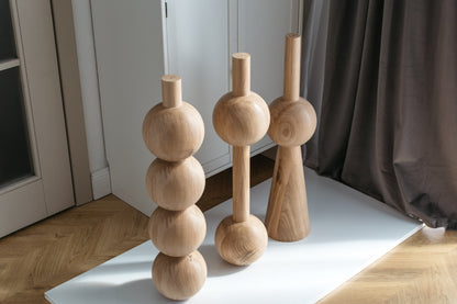 Wooden Furniture Legs With Spheres – Handmade Design, Set of 3, H710 mm