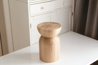 Handmade Wooden Block – Solid Wood with Elegant Round Details H300 mm