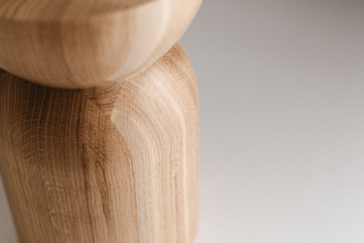 Handmade Wooden Block – Solid Wood with Elegant Round Details H300 mm