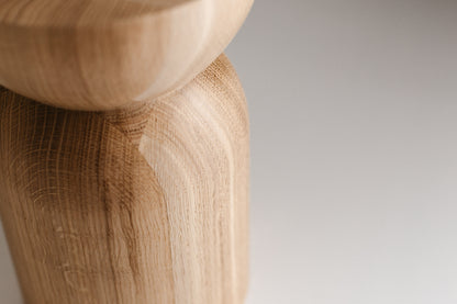 Handmade Wooden Block – Solid Wood with Elegant Round Details H300 mm