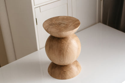 Handmade Wooden Block – Solid Wood with Elegant Spheres Details H300 mm