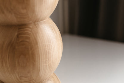 Handmade Wooden Block – Solid Wood with Sphere Details H300 mm