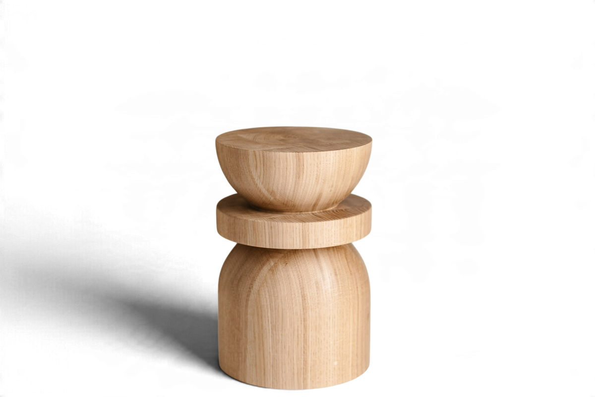 Handmade Wooden Block – Solid Wood with Elegant Sphere Detail H300 mm
