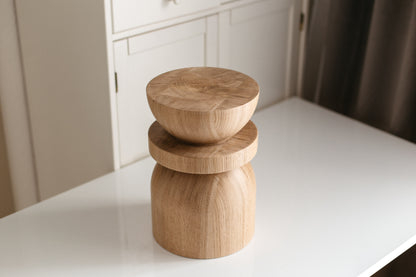 Handmade Wooden Block – Solid Wood with Elegant Sphere Detail H300 mm