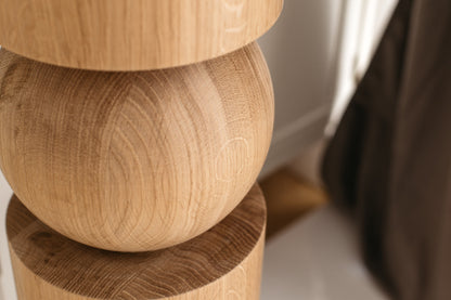 Wooden Table & Kitchen Island Leg with Sphere – Handmade, H900 mm