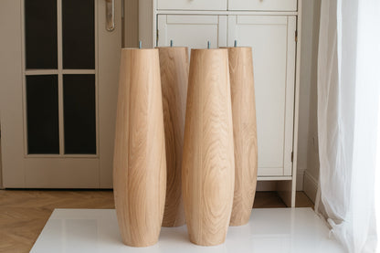 Solid Oak Table Legs Set of 4 – Oval Wooden Dining Table Legs 736 mm