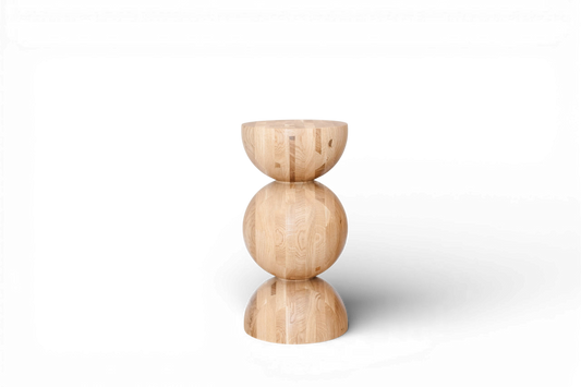 Handmade Wooden Nightstand – Solid Wood with Elegant Sphere Detail H400 mm